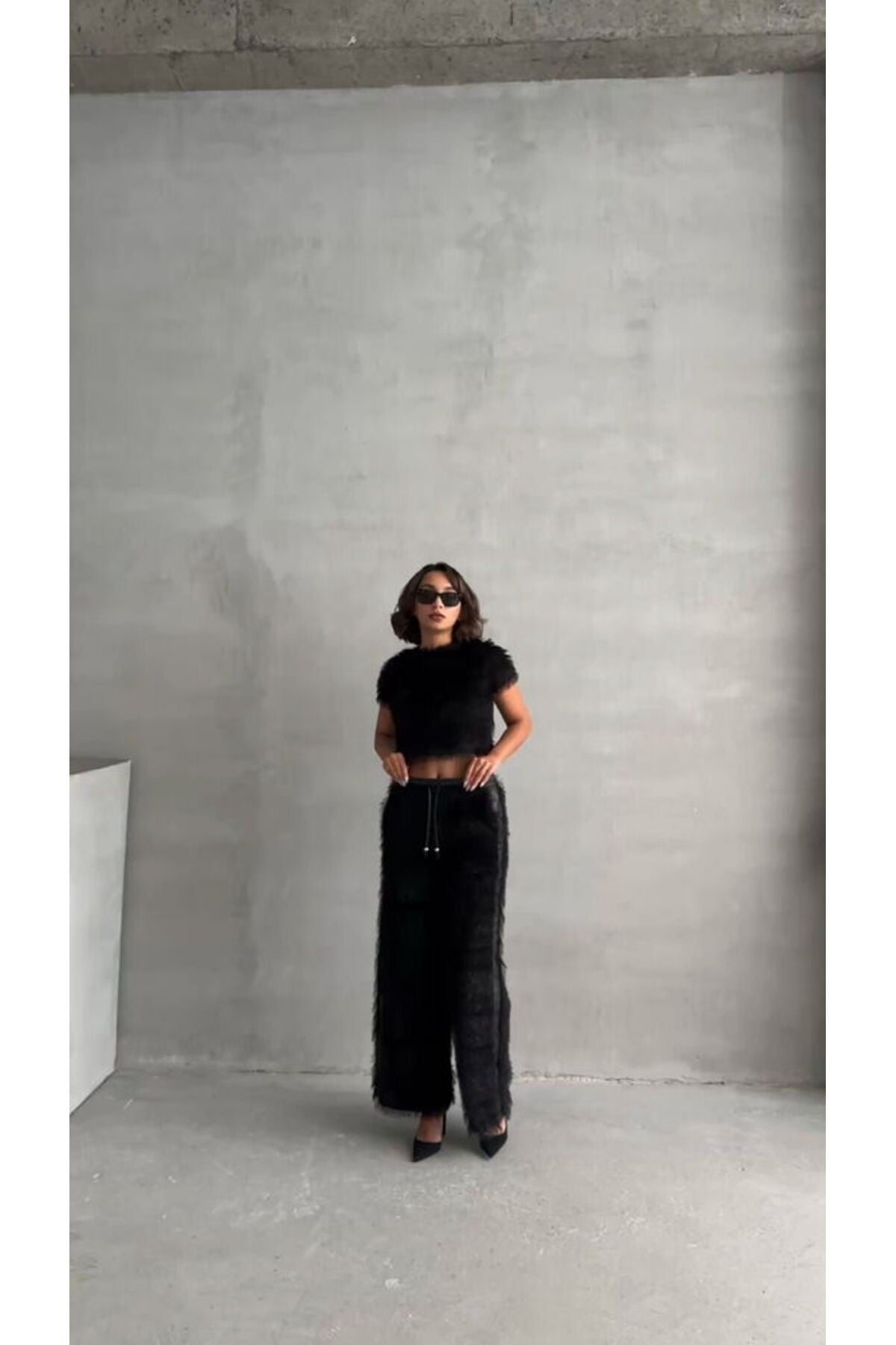 Simli Saçaklı Bluz | F1832 - KAHVE