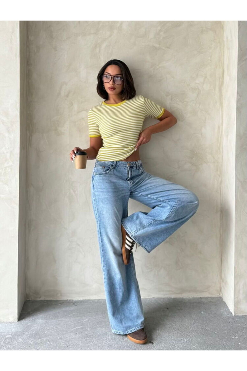Çizgili T-Shirt | D0641 - MAVİ