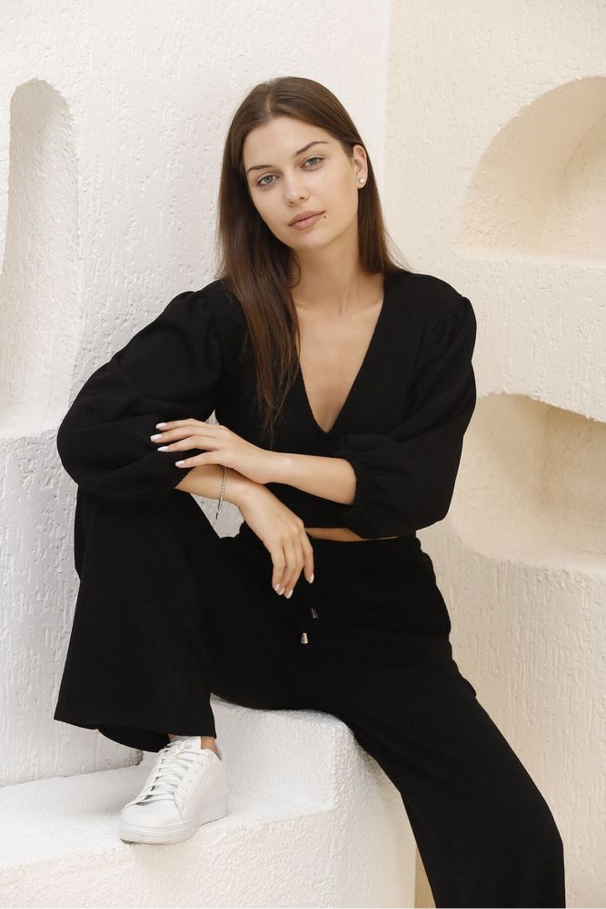 Crop Bluz | F1485 - SİYAH