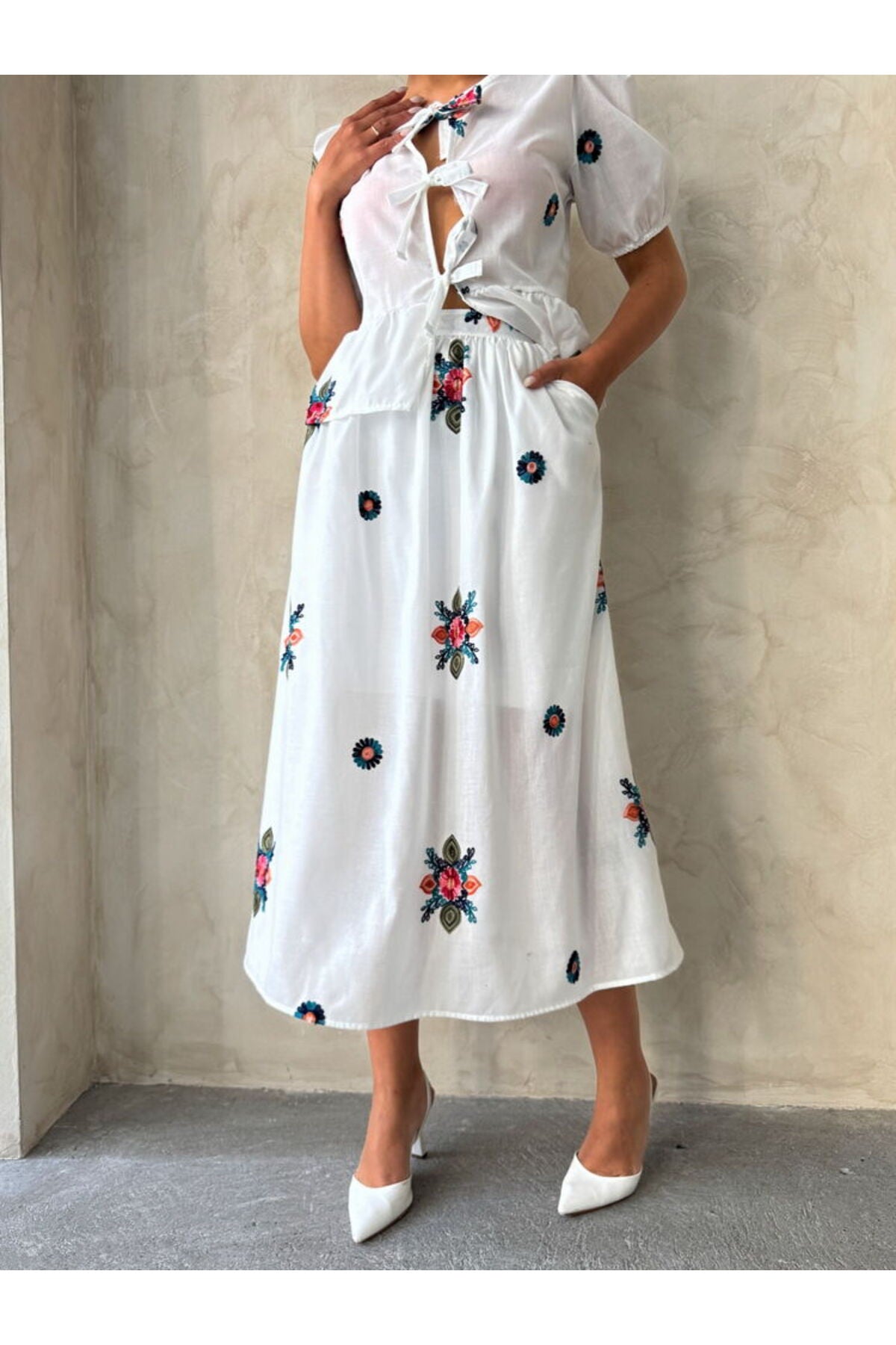 Nakışlı Vual Etek | D2879