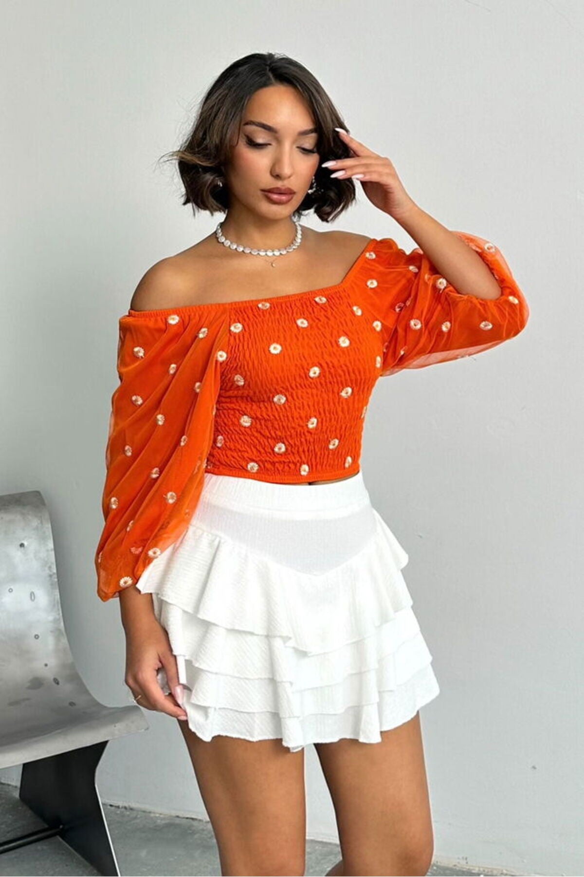 Gipeli Papatya Desenli Bluz | F0988