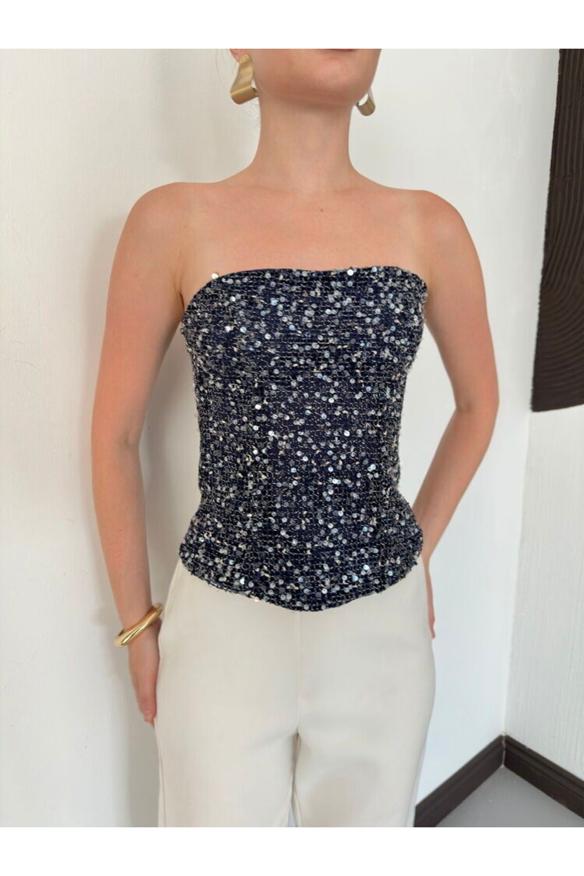 Pul Payet Straplez Bluz | D3123 - KAHVE