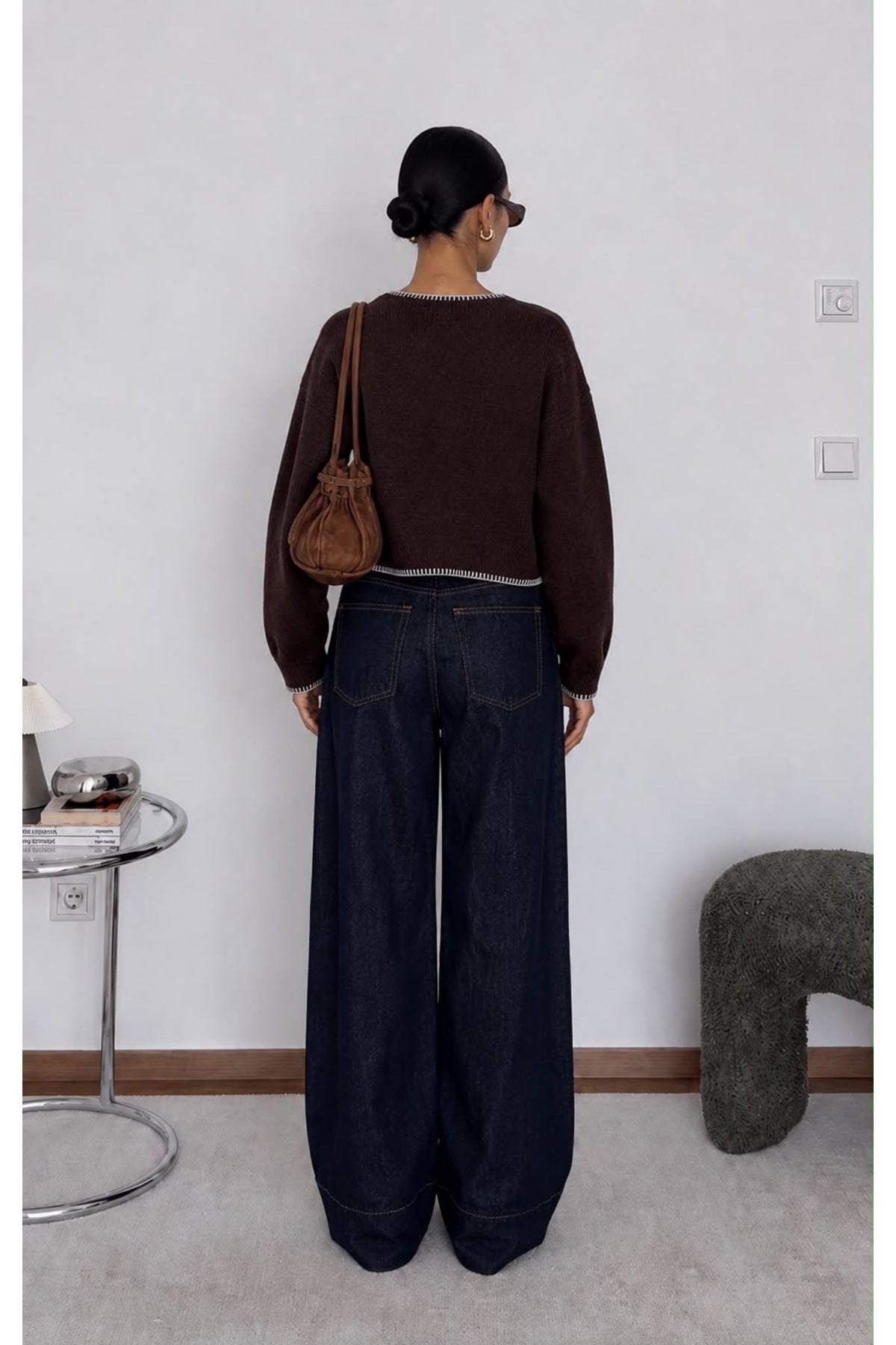 Çoban Dikişli Triko Bluz | F1652 - BEJ