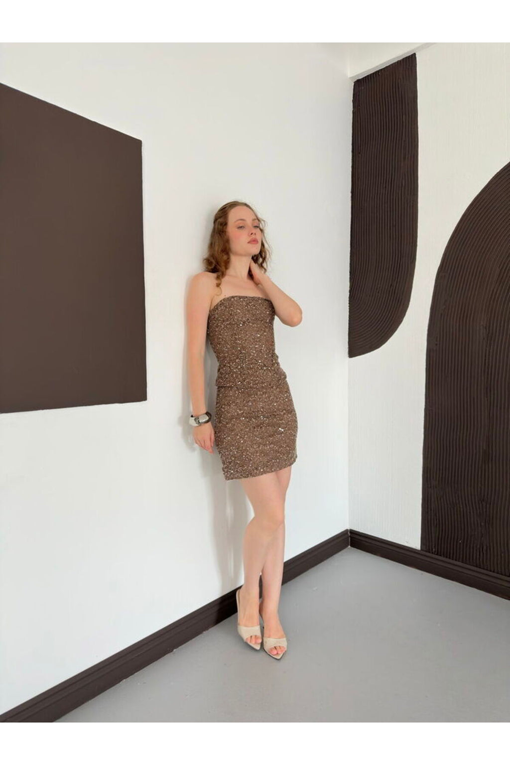 Pul Payet Straplez Bluz | D3123 - KAHVE