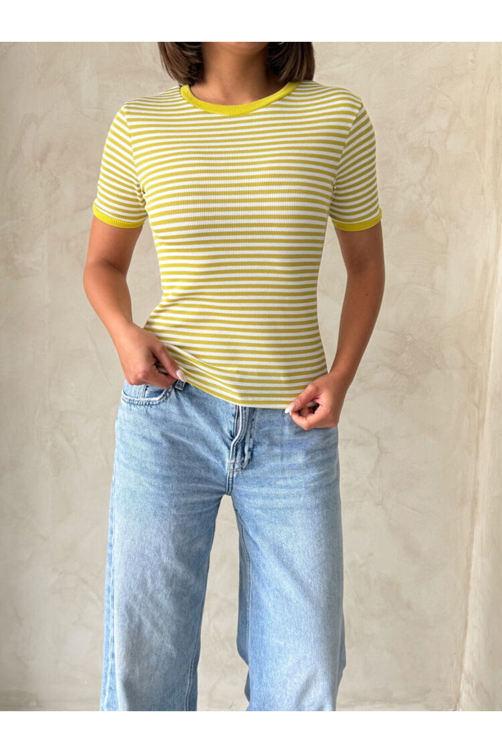 Çizgili T-Shirt | D0641 - MAVİ