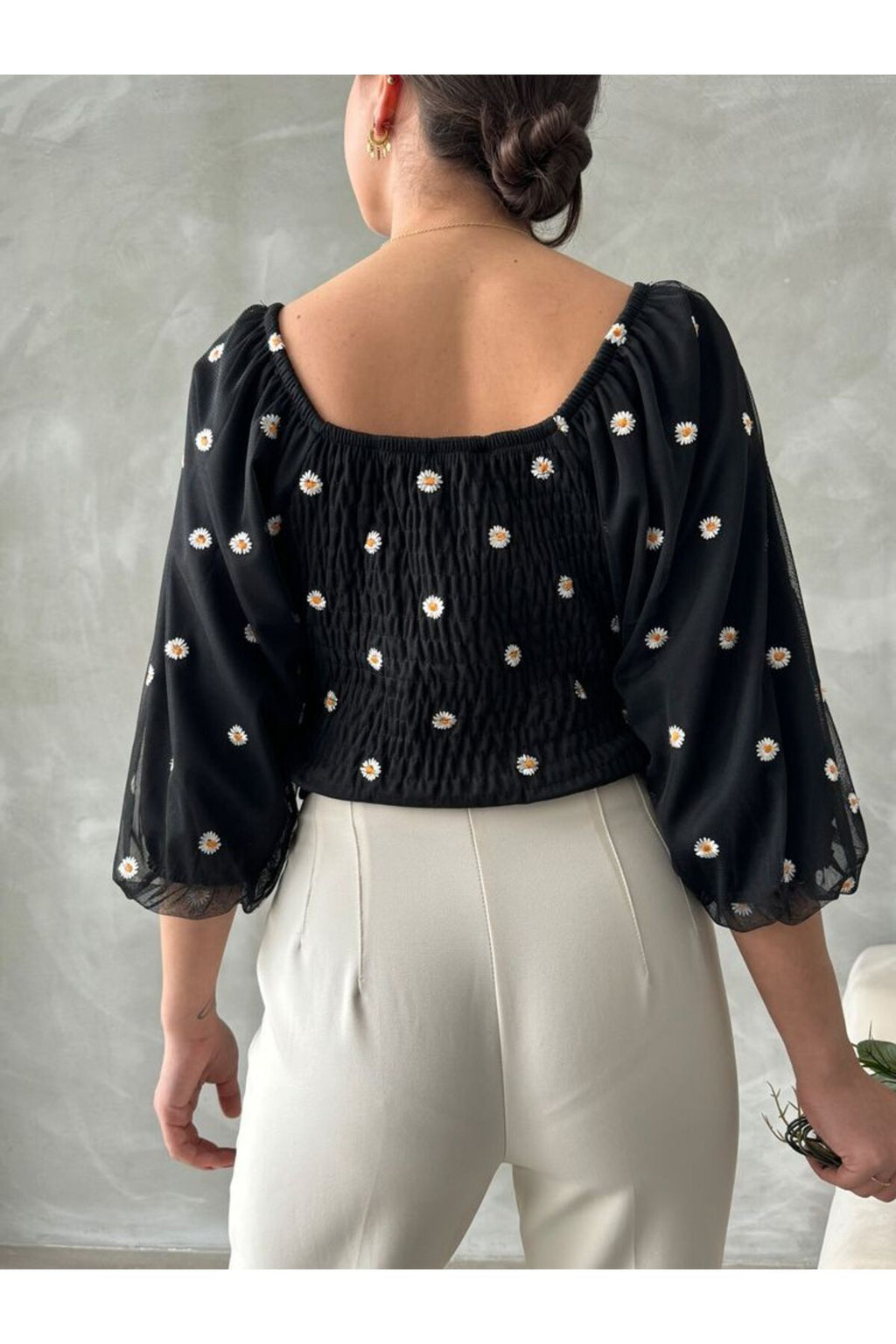 Gipeli Papatya Desenli Bluz | F0988 - PUDRA