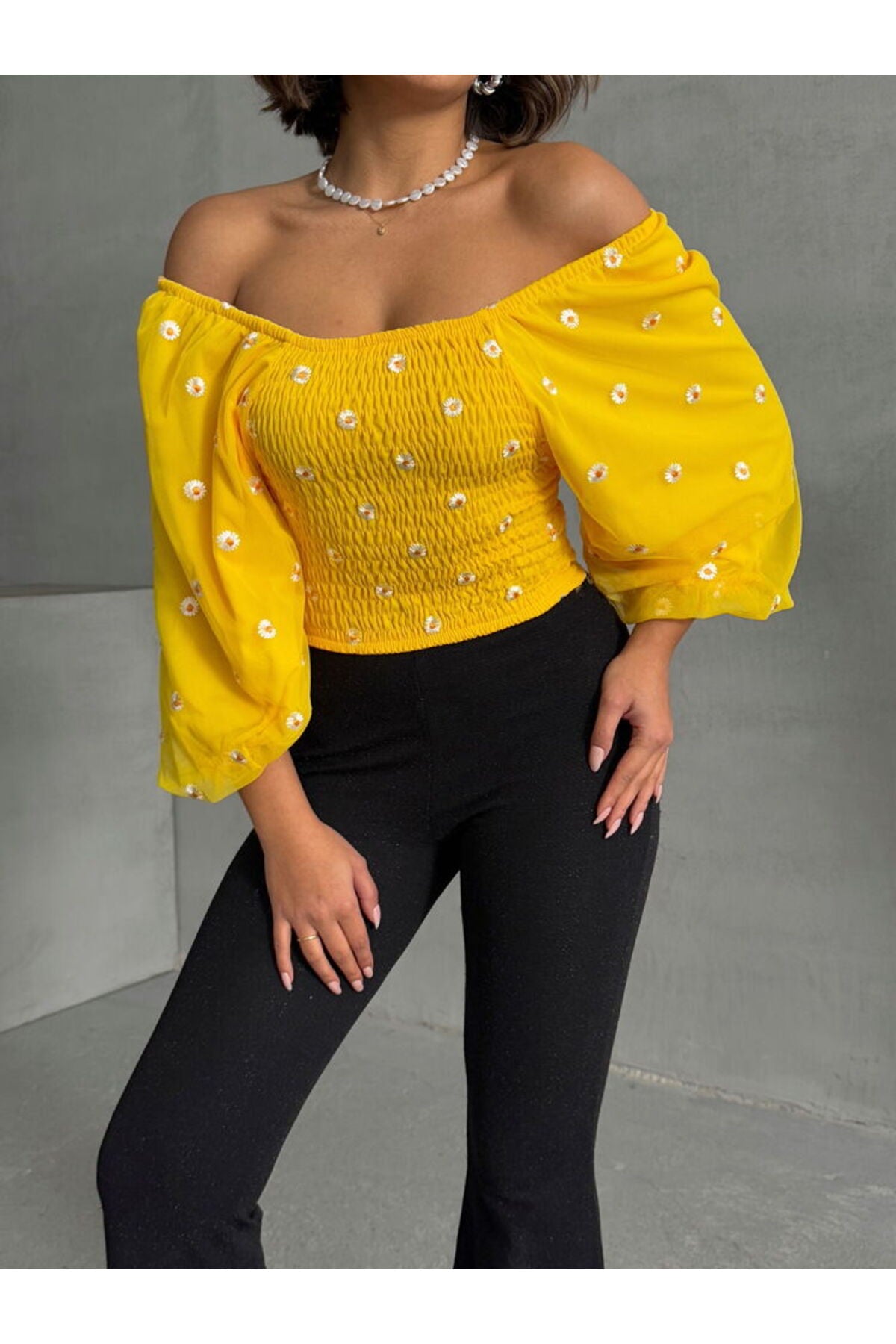 Gipeli Papatya Desenli Bluz | F0988 - FUŞYA