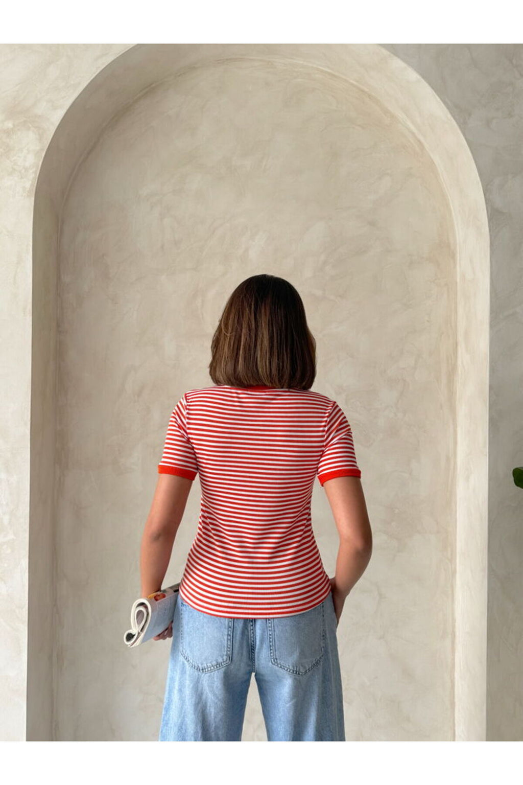 Çizgili T-Shirt | D0641 - FUŞYA