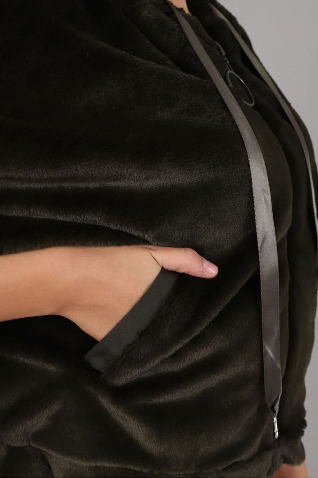Peluş Mont | F0021 - GRİ