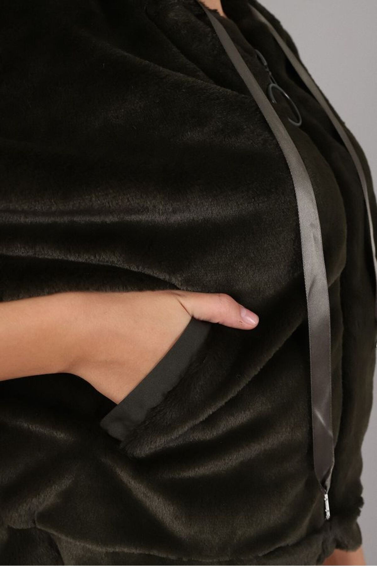 Peluş Mont | F0021 - GRİ