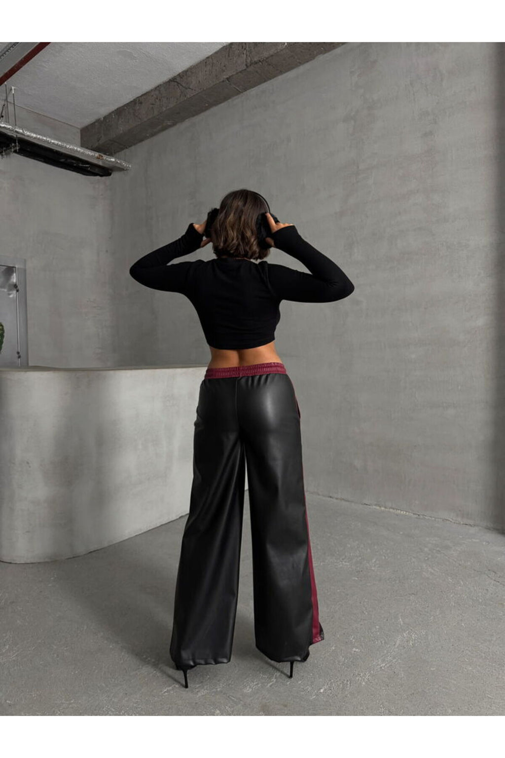 Deri Pantolon | F1844 - BORDO SİYAH