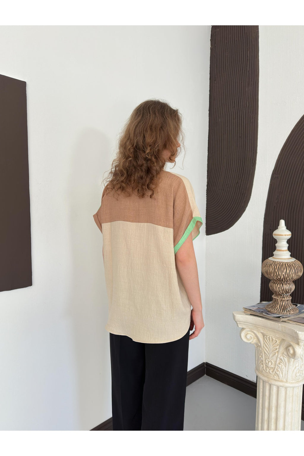 Çift Renk Cep Detaylı Gömlek Oversize | D2530