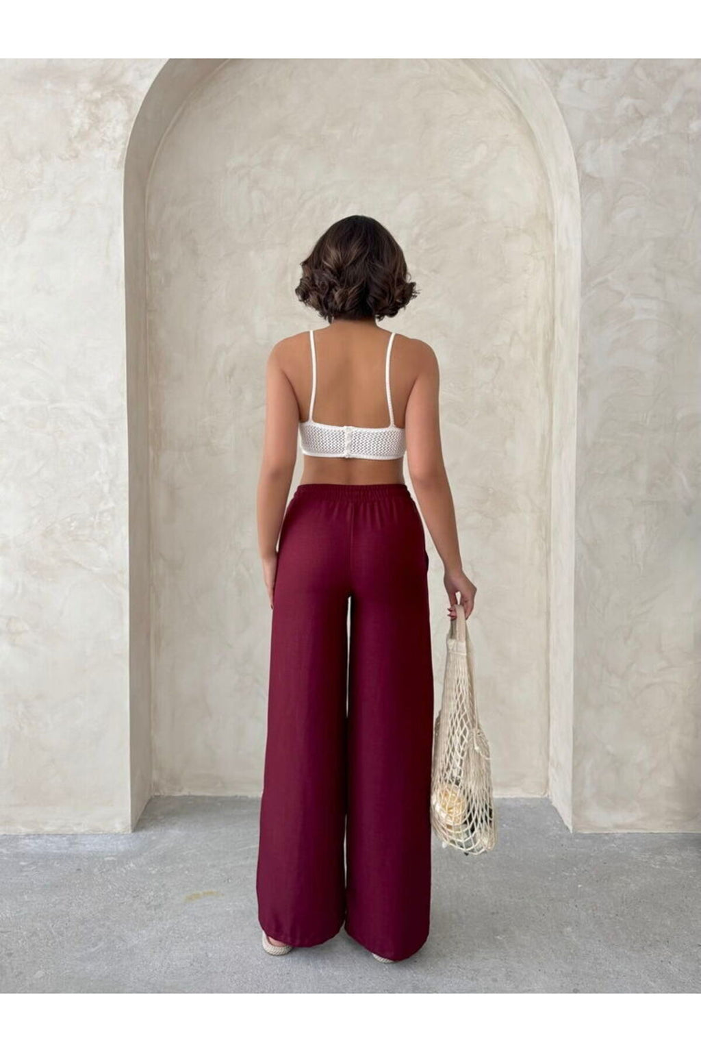 Bağcıklı Pantolon | D2441 - PUDRA