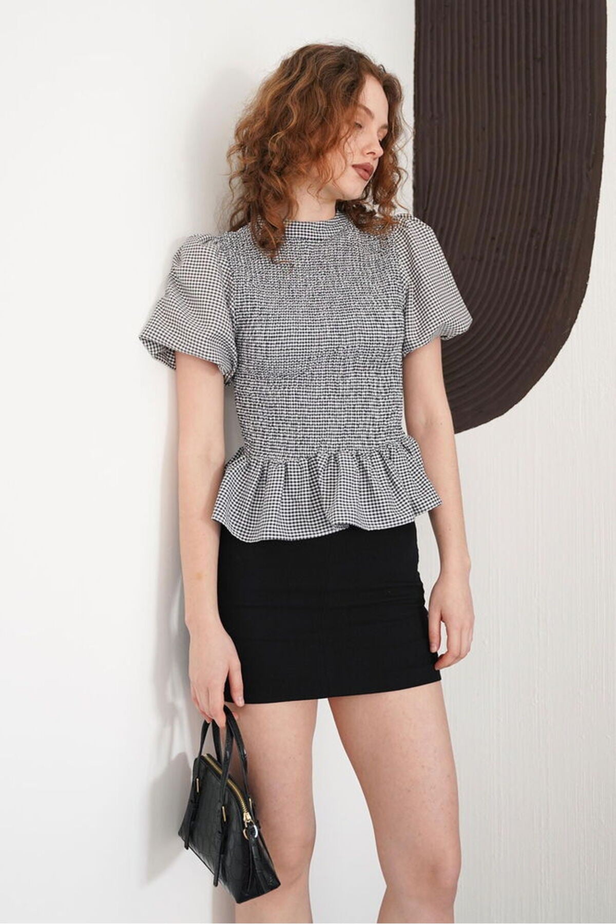 Gipeli Bisiklet Yaka T Bluz | D2999 - SİYAH
