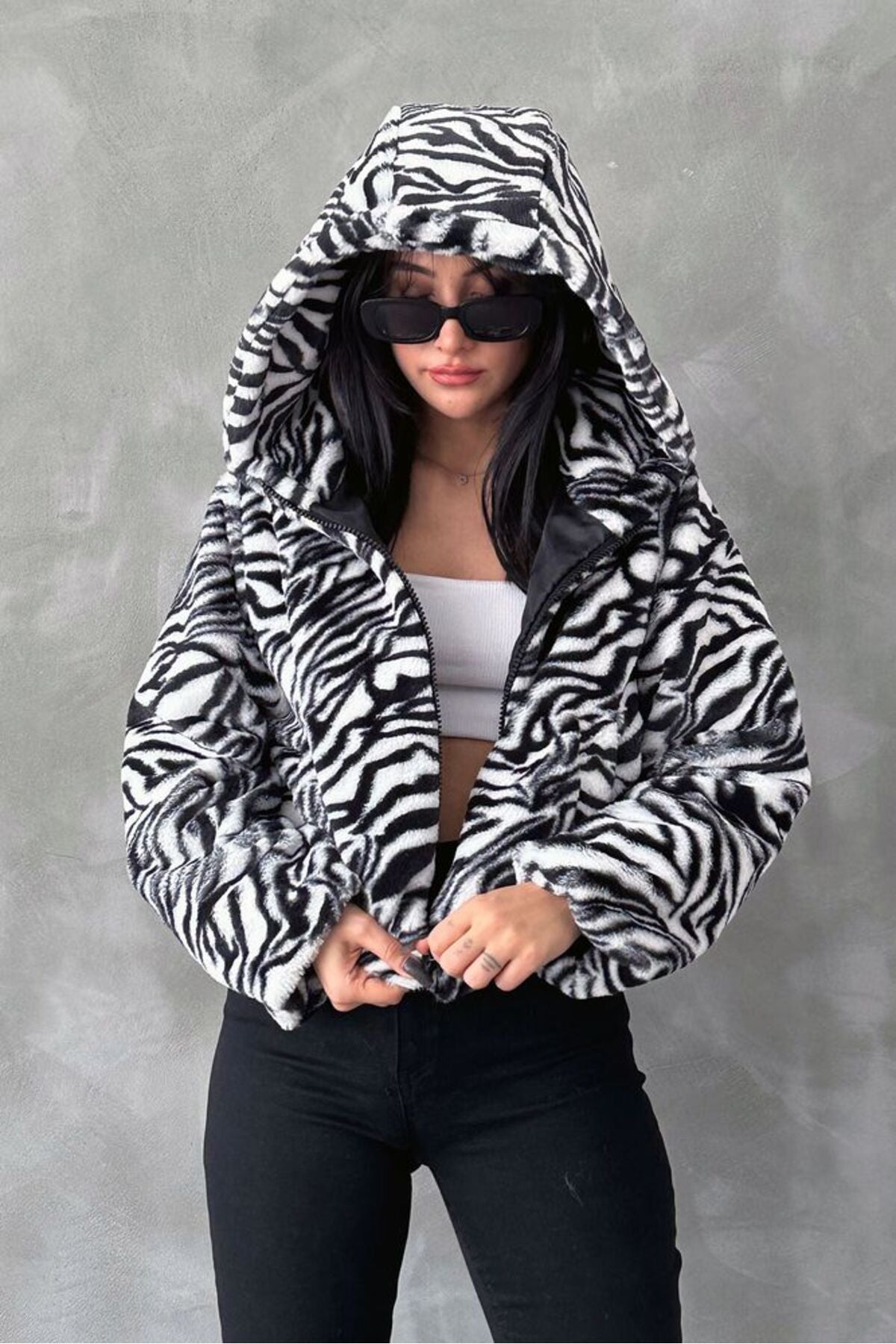 Leopar Bskılı Pejuş Mont | F1654
