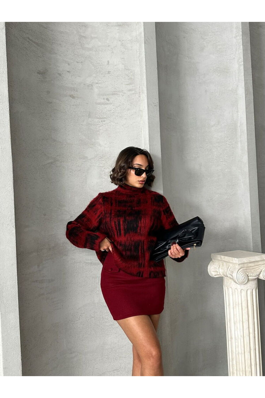 Diz Üstü Etek | F1283 - BORDO
