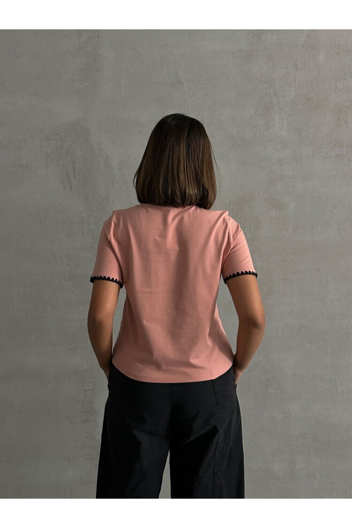 Çoban Dikişli T-Shirt | D2631 - BEYAZ