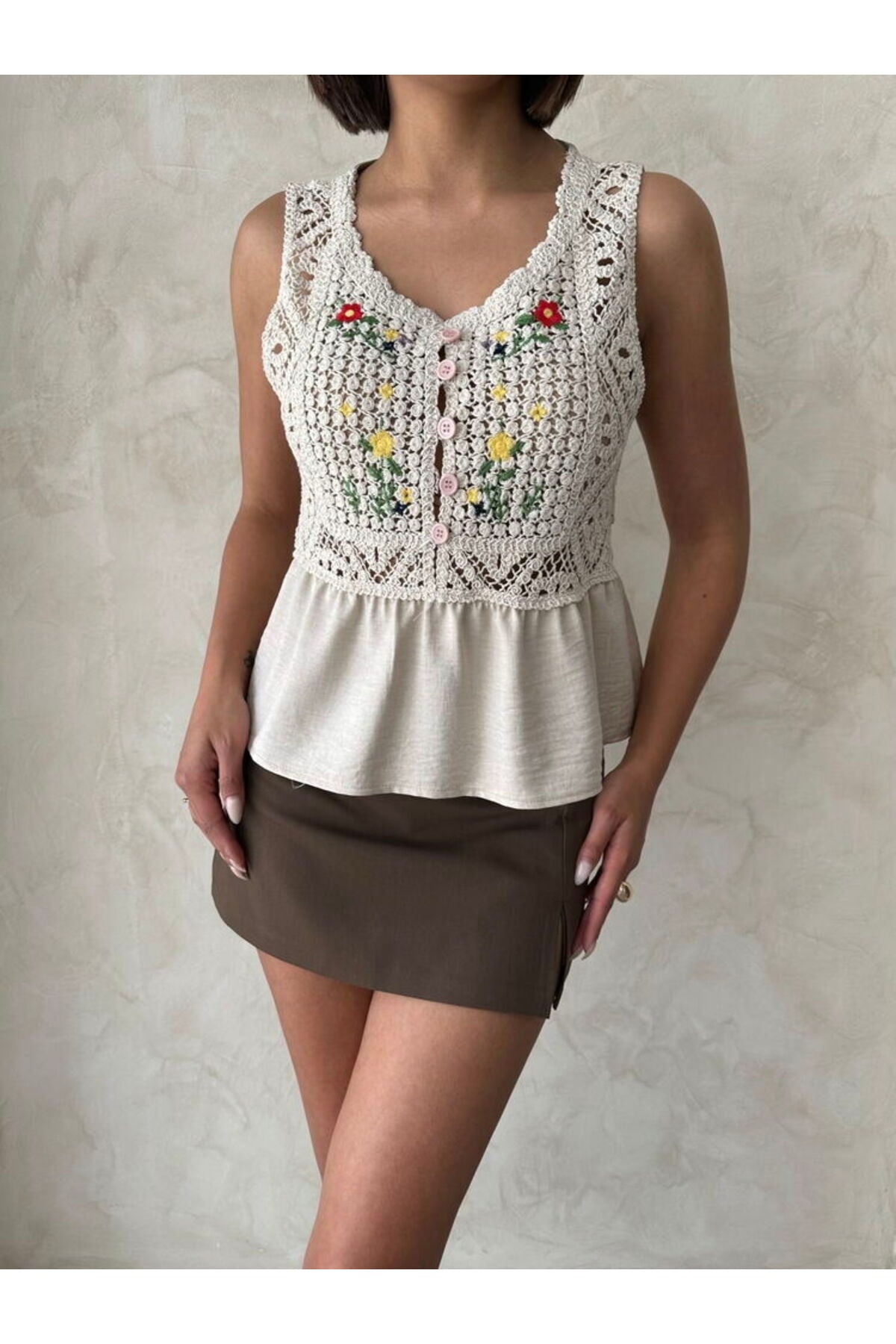 Nakışlı Ham Bluz | D2840