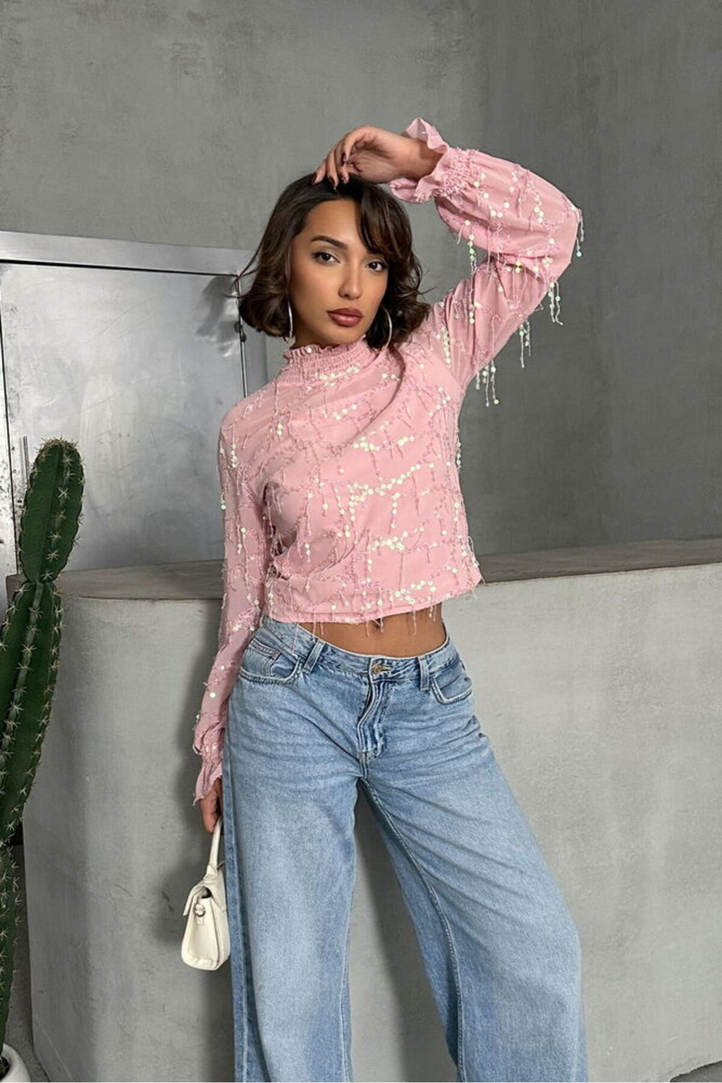 Saçaklı Bluz | F1851 - PEMBE