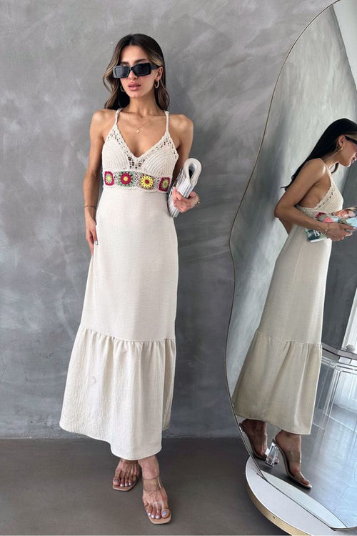 Acık Taş Büstiyerli Elbise | D2685 - AÇIK TAŞ