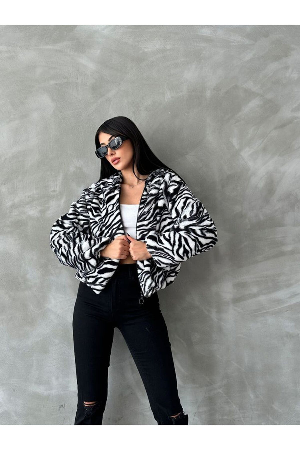 Leopar Bskılı Pejuş Mont | F1654