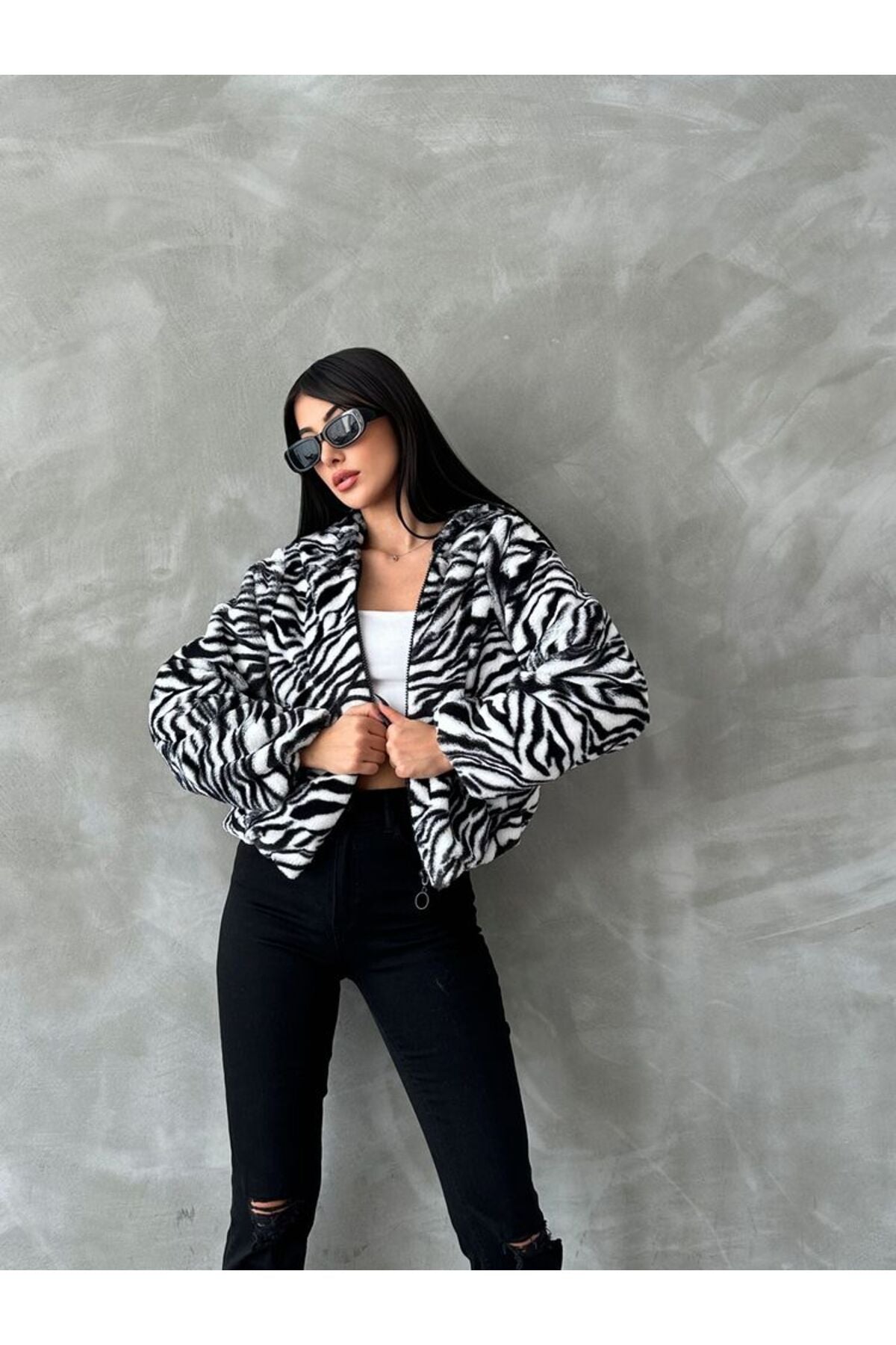 Leopar Bskılı Pejuş Mont | F1654