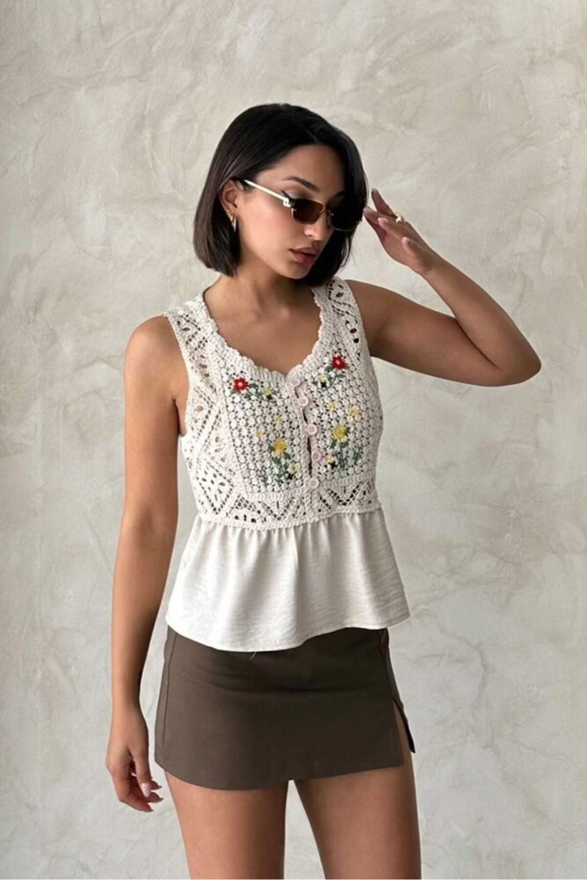 Nakışlı Ham Bluz | D2840 - TAŞ
