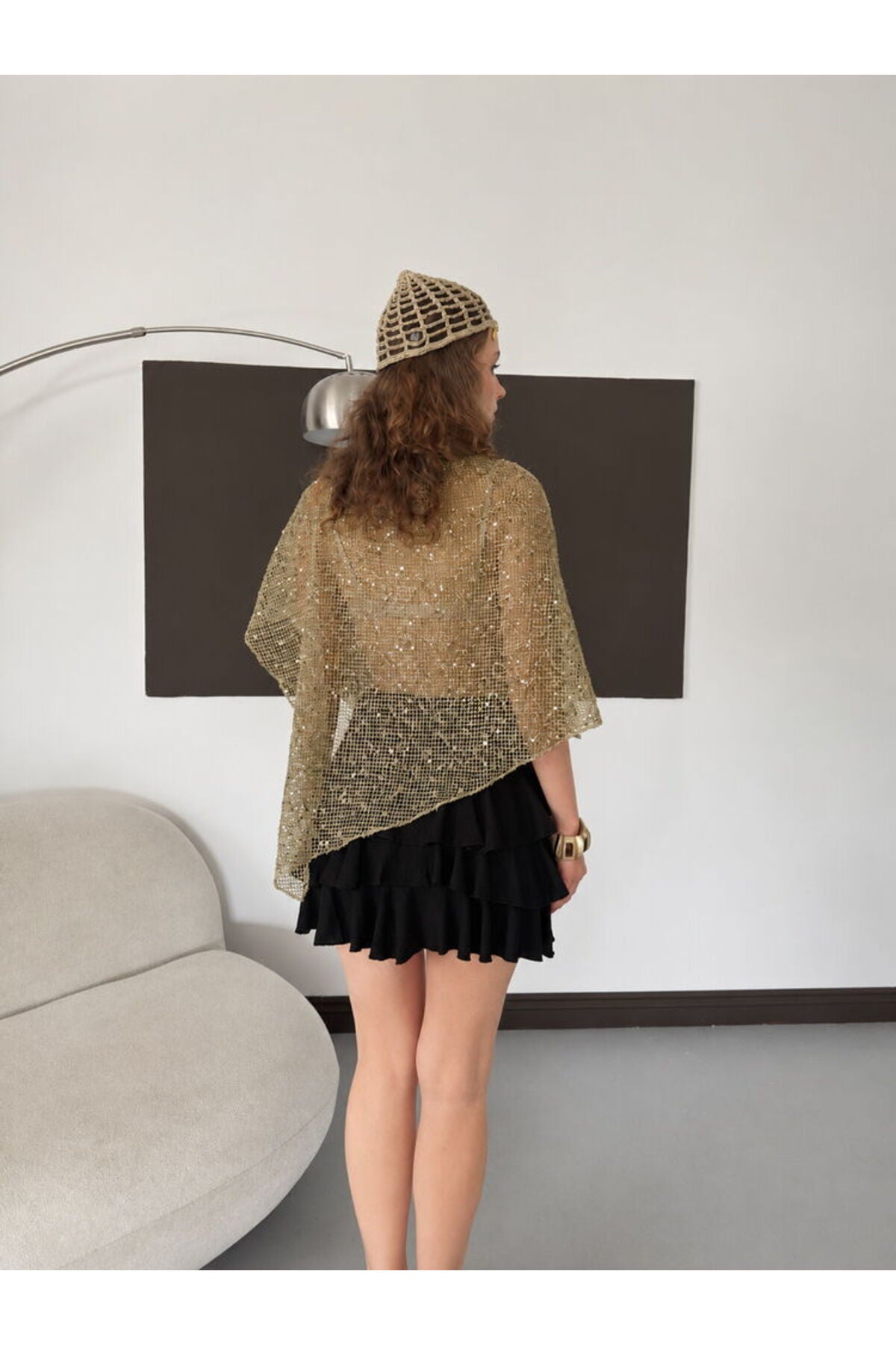 Asimetrik Kesim Yarasa Kol Pullu Bluz | D3118 - HAKİ