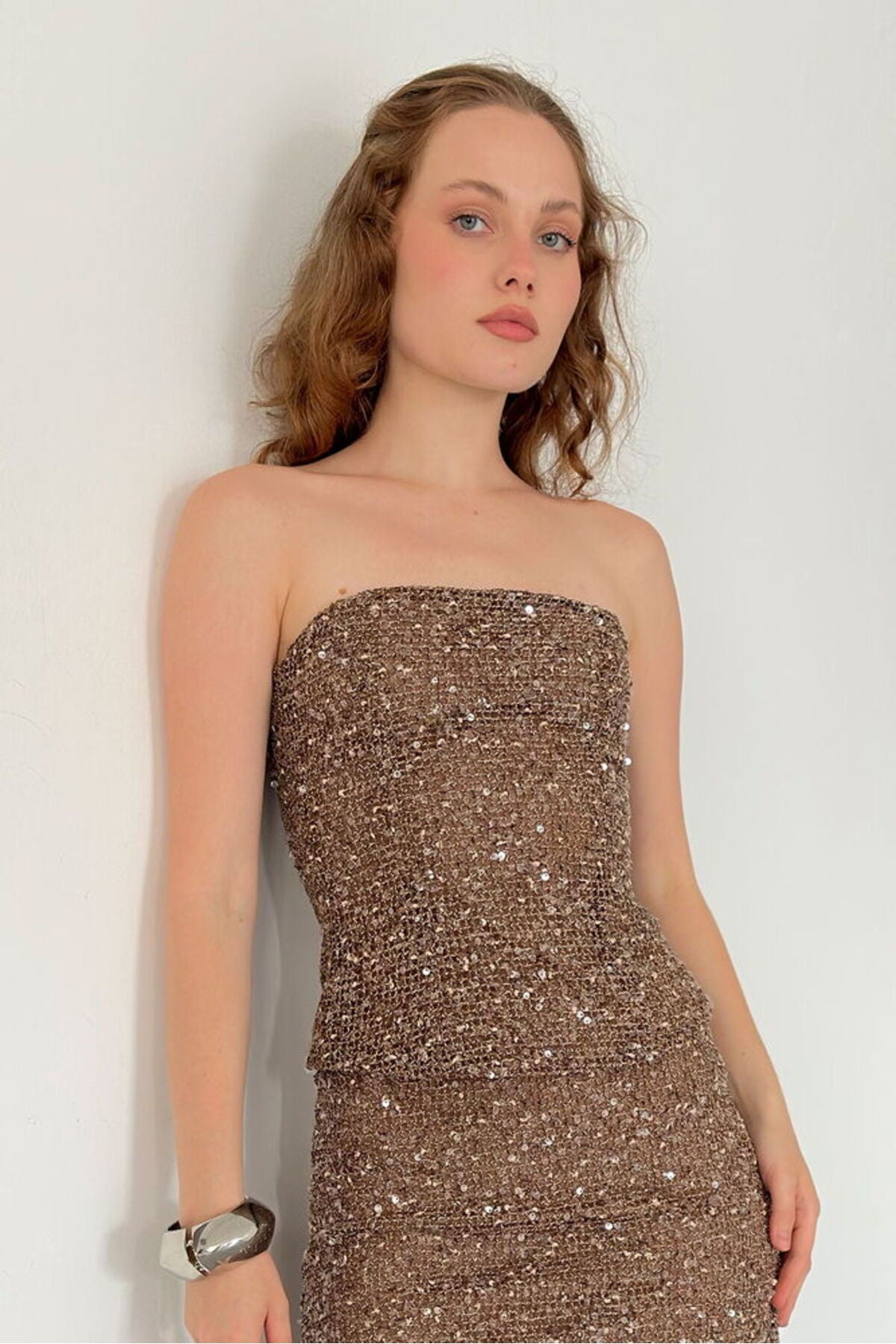 Pul Payet Straplez Bluz | D3123 - KAHVE