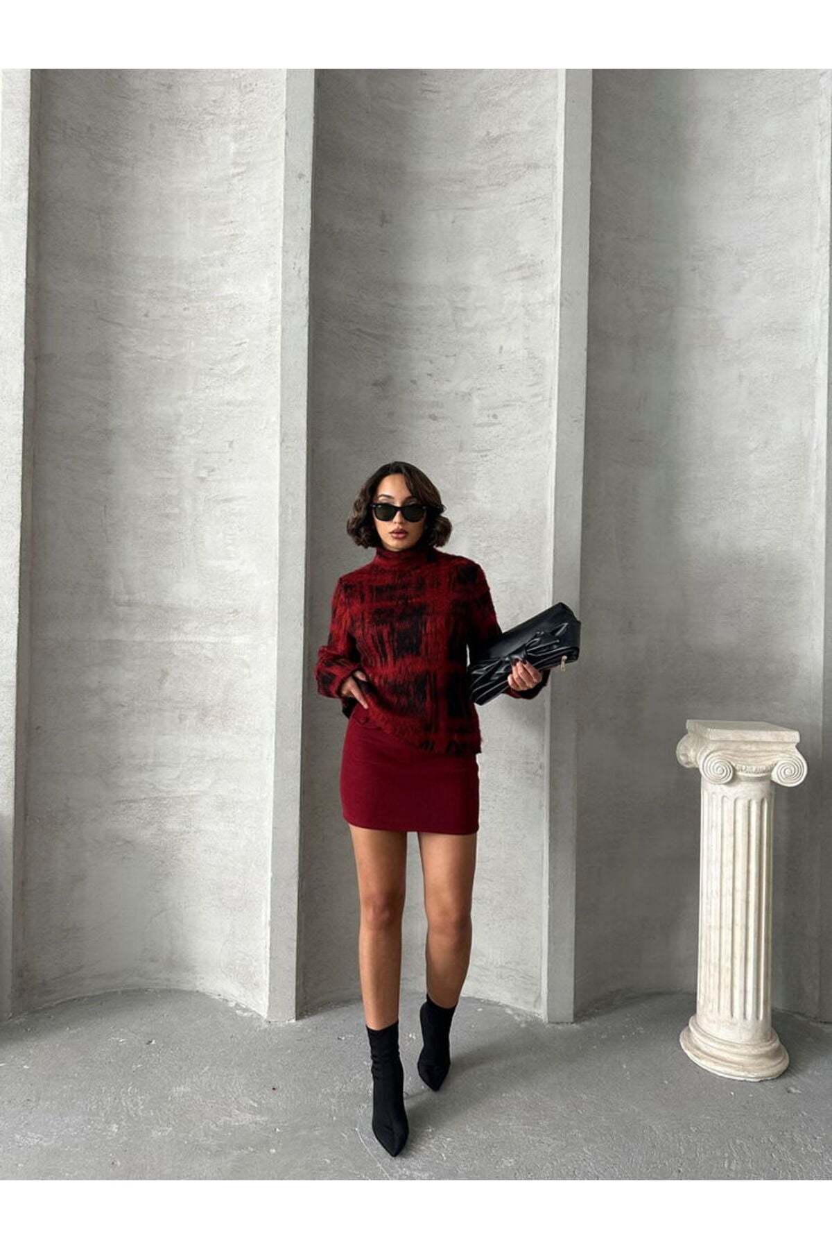 Diz Üstü Etek | F1283 - BORDO