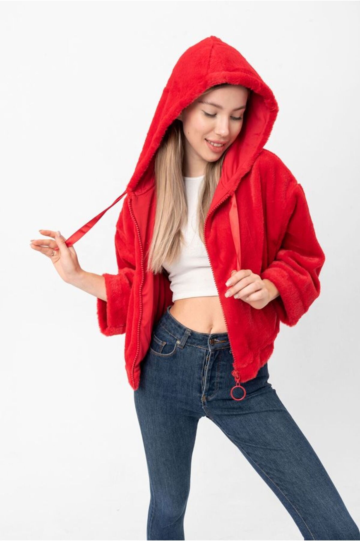 Peluş Mont | F0021 - SİYAH