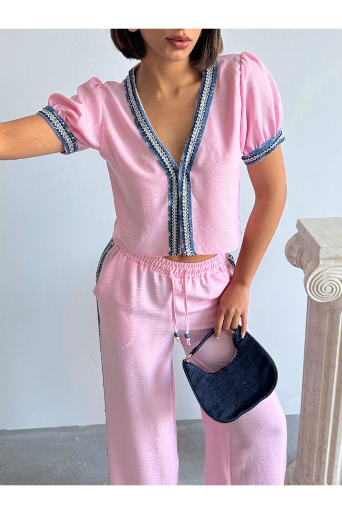 Kot Detaylı Ceket Pembe | D2846 - PEMBE
