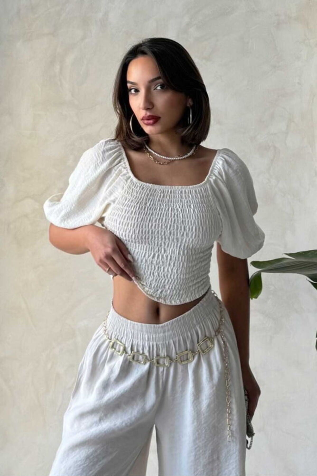 Çizgili Gipeli Bluz | D2676 - MAVİ
