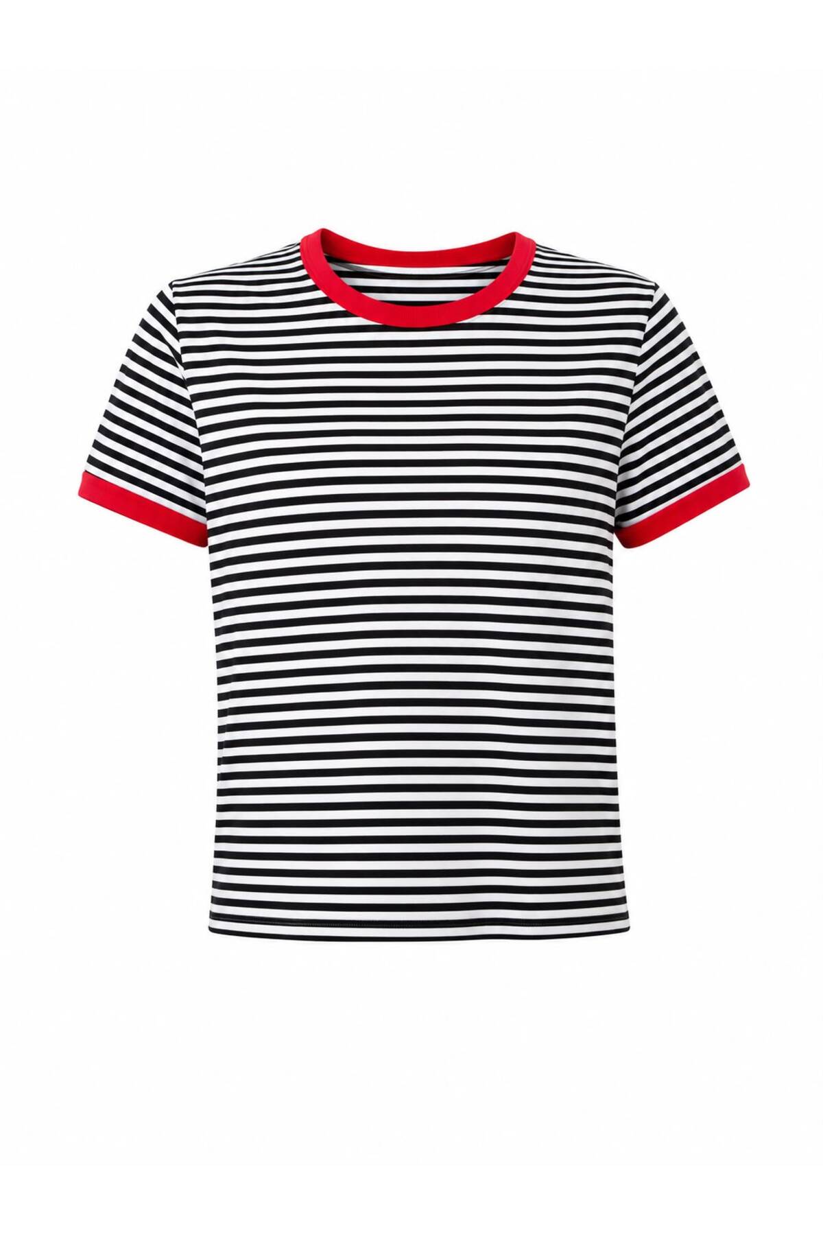 Çizgili T-Shirt | D0641 - PEMBE