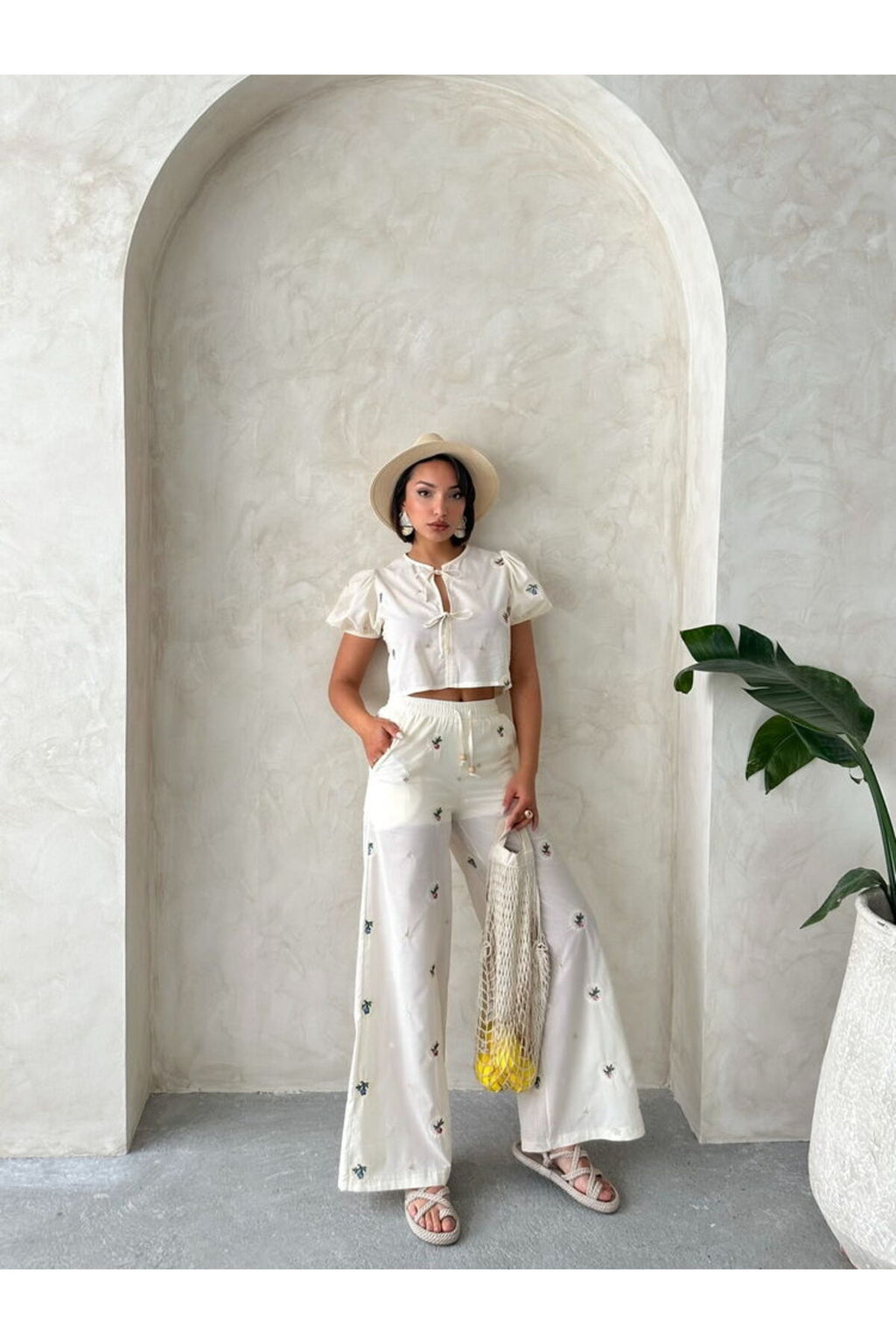 Nakışlı Pantolon | D2839 - TAŞ