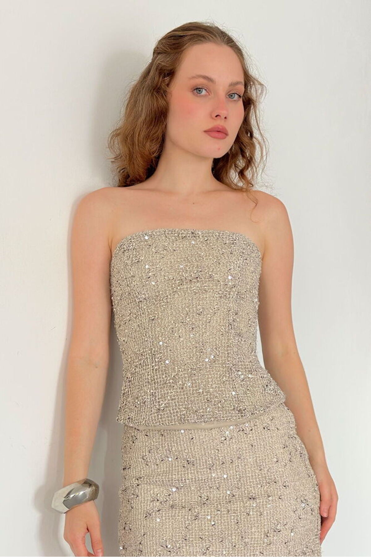 Pul Payet Straplez Bluz | D3123 - TAŞ