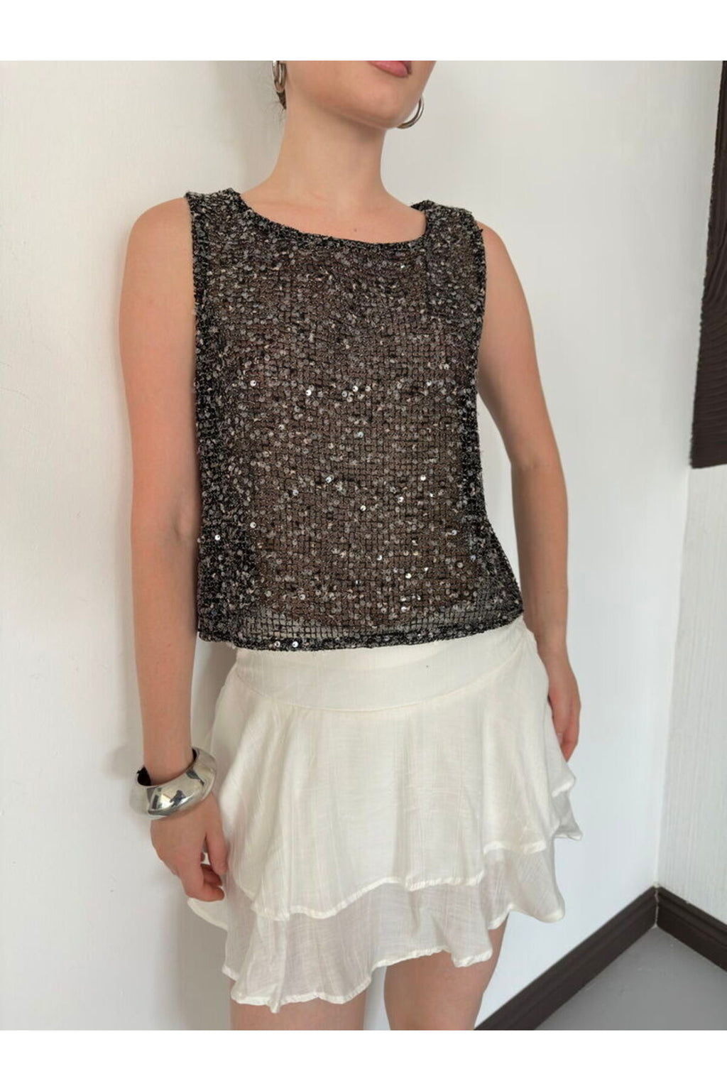 Pullu Bisiklet Yaka Kolsuz Bluz | D3117 - SİYAH
