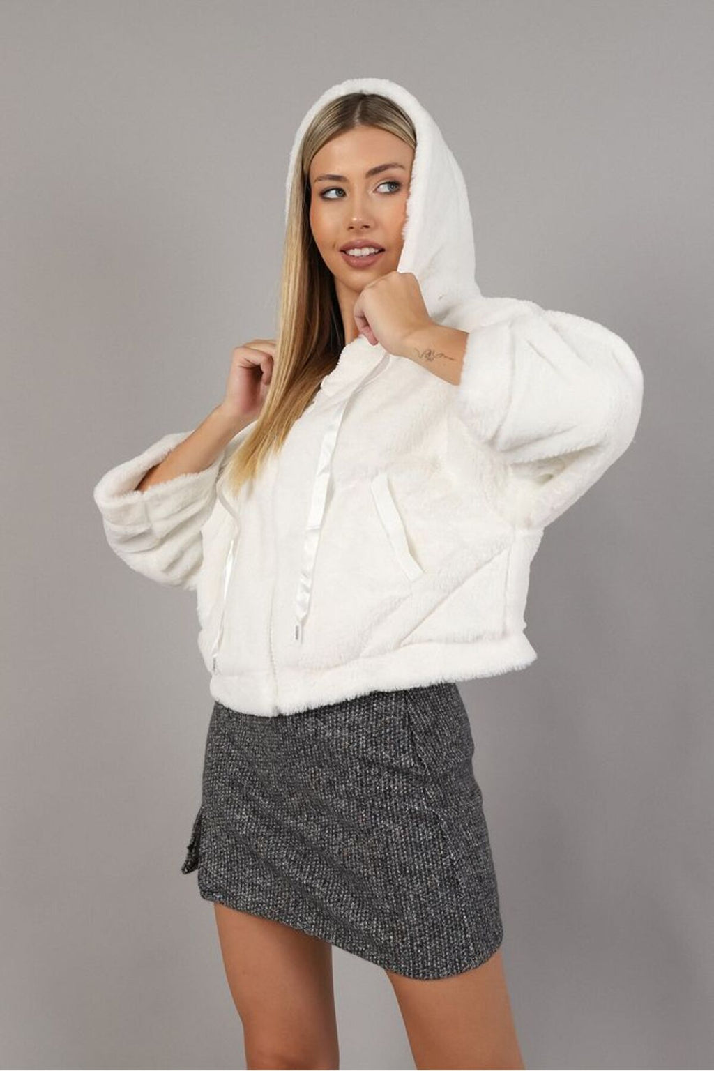Peluş Mont | F0021 - KREM