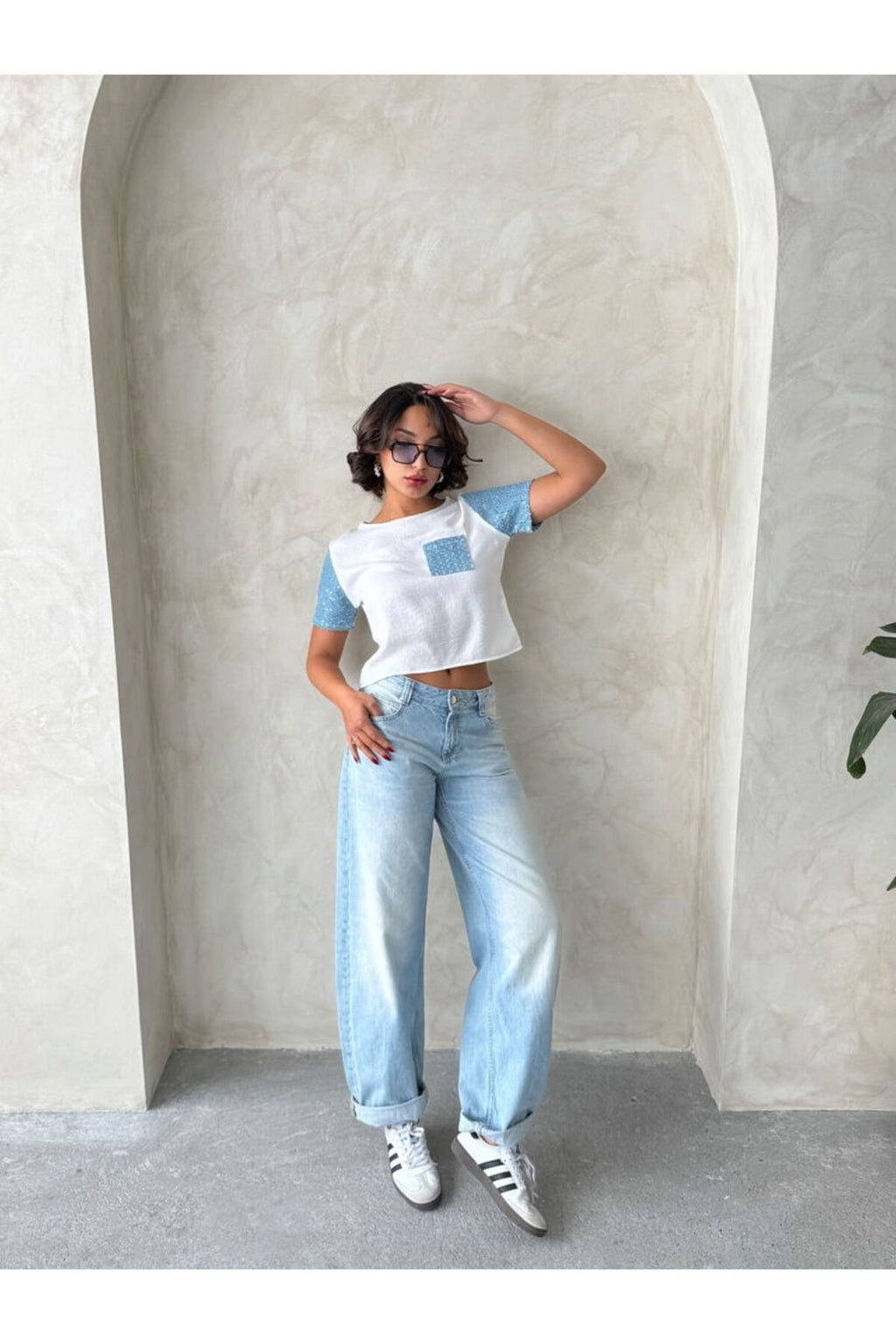 Kot Detaylı T-Shirt | D2792