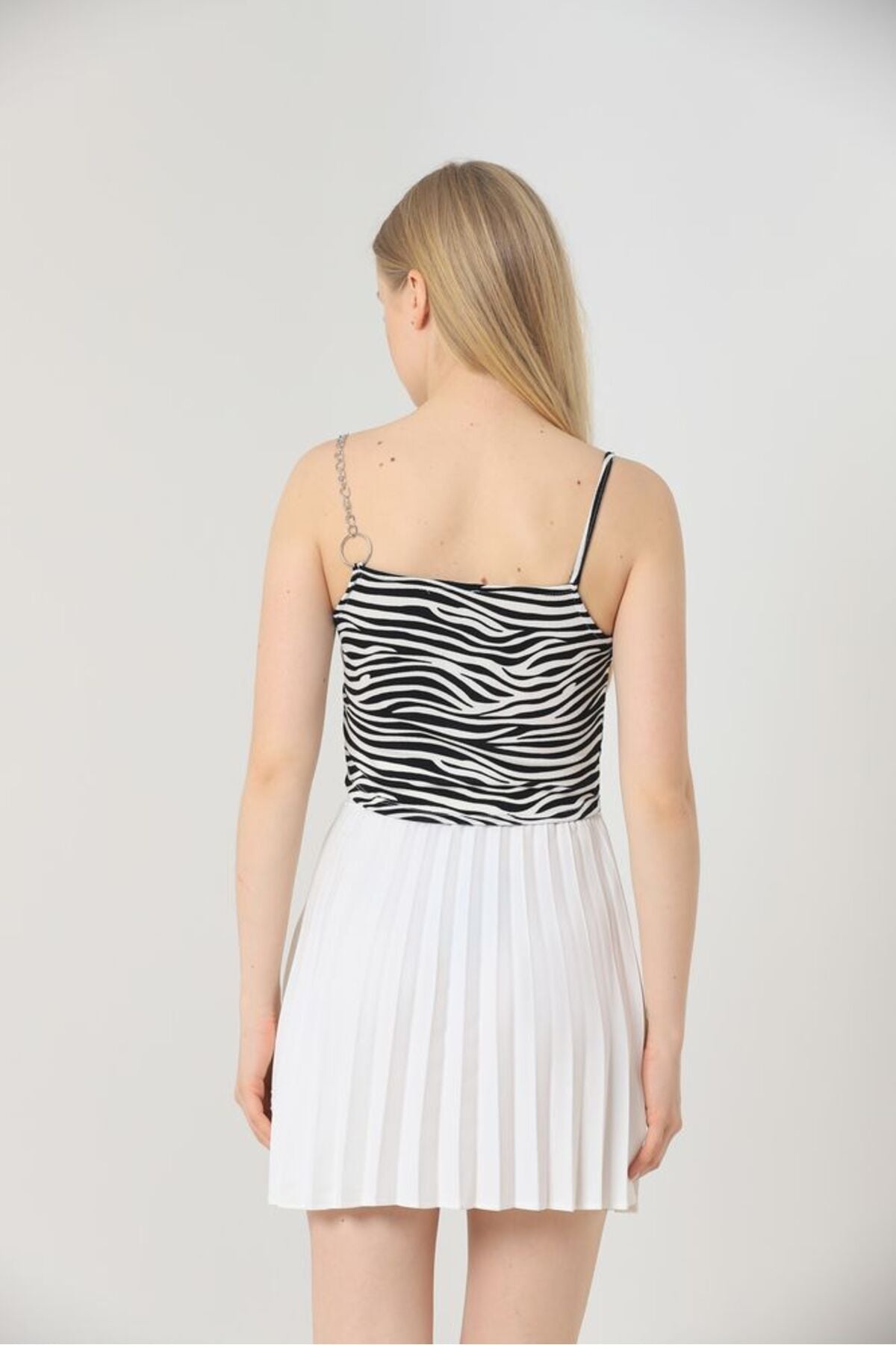 Zincir Detaylı Bluz | D1679 - ZEBRA