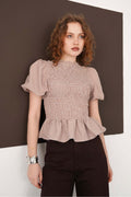 Gipeli Bisiklet Yaka T Bluz | D2999 - KAHVE