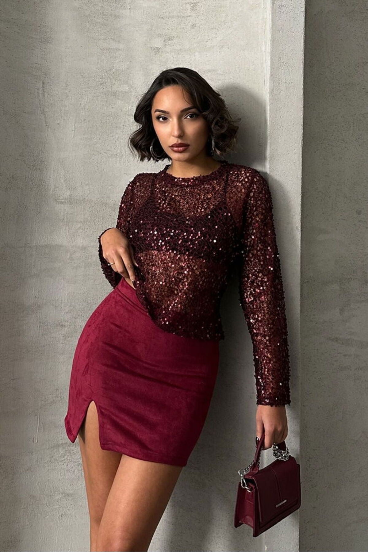 Ulpayet Dantel Bluz | F1863 - BORDO