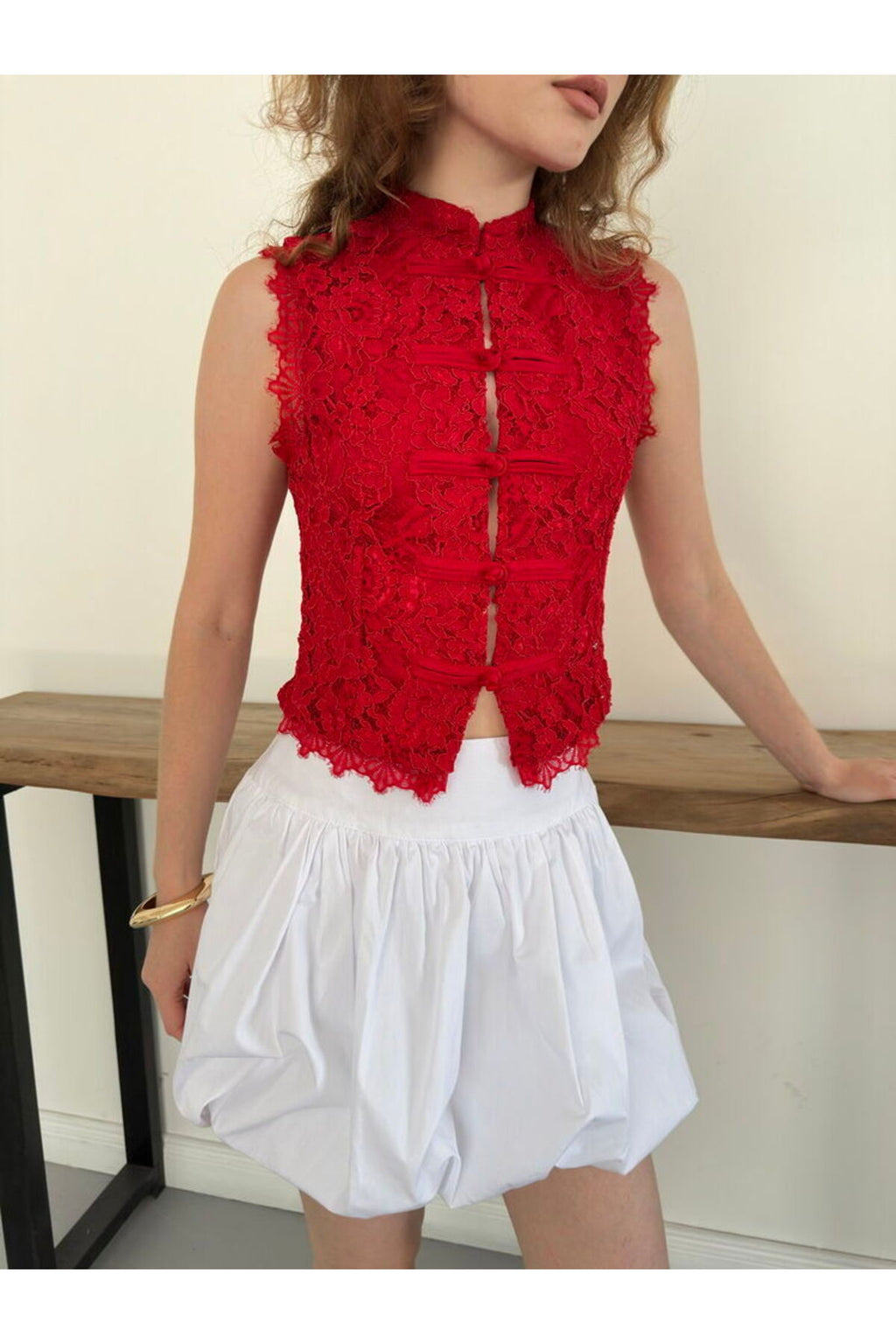 Dantel Yelek | D3026 - KREM