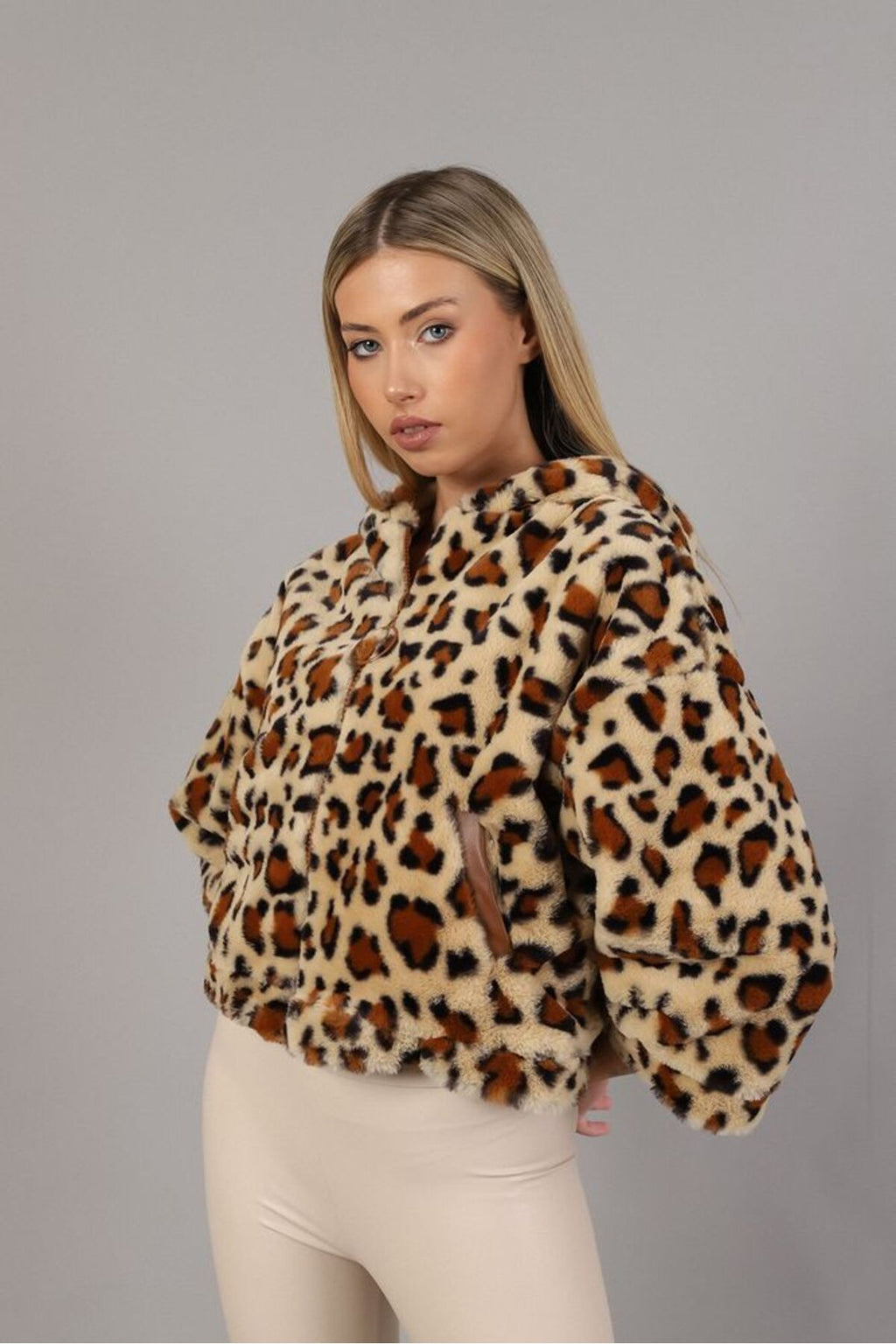 Peluş Mont | F1484 - KREM KAHVE ZEBRA