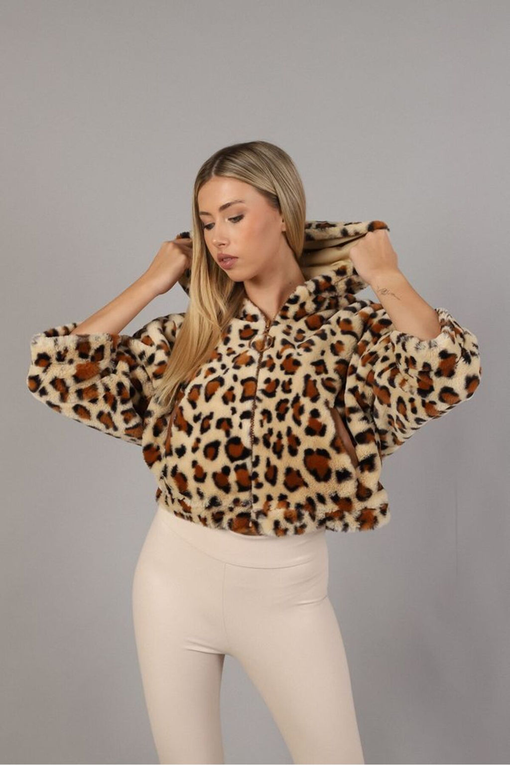 Peluş Mont | F1484 - CAMEL SİYAH
