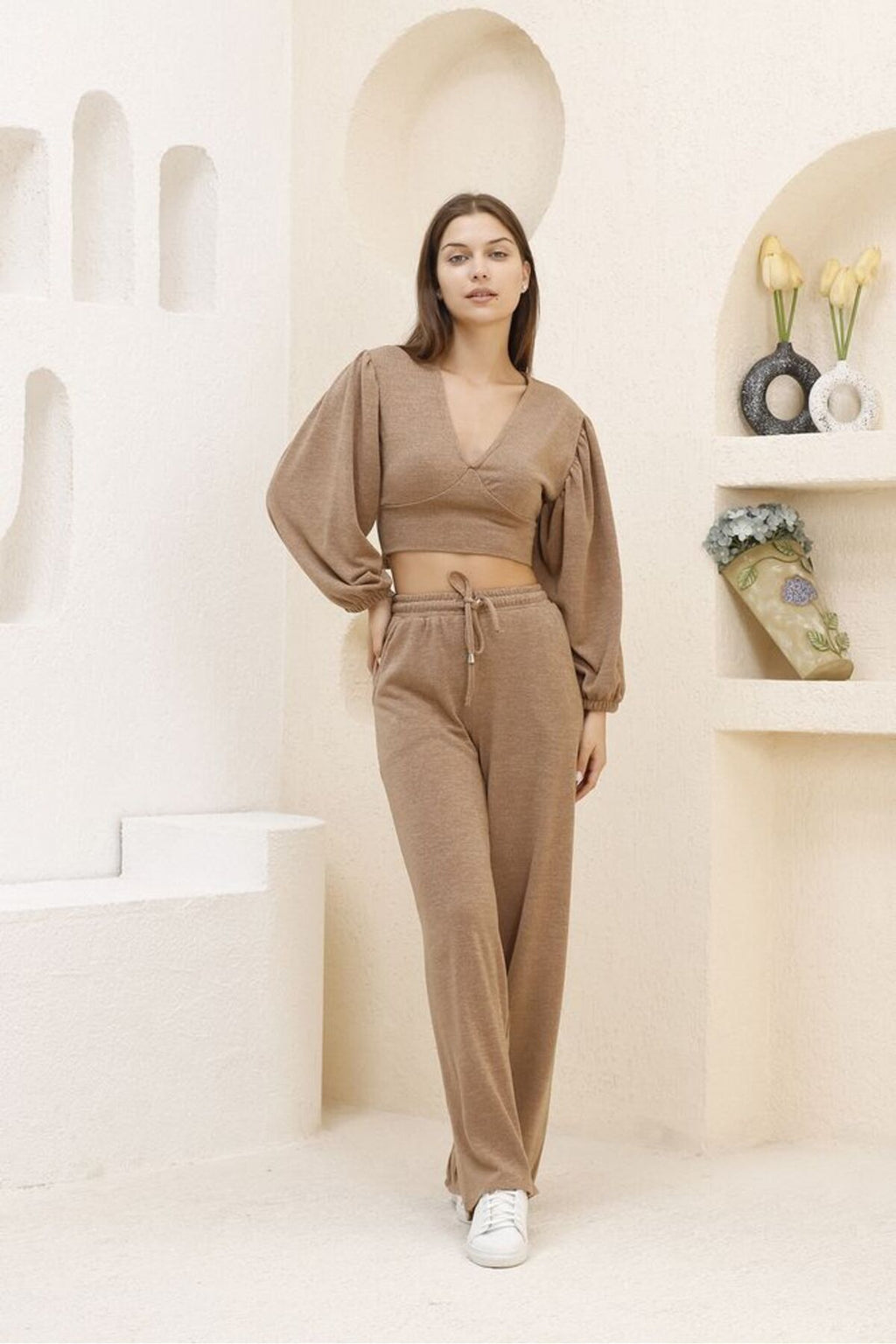 Crop Bluz | F1485 - KAHVE