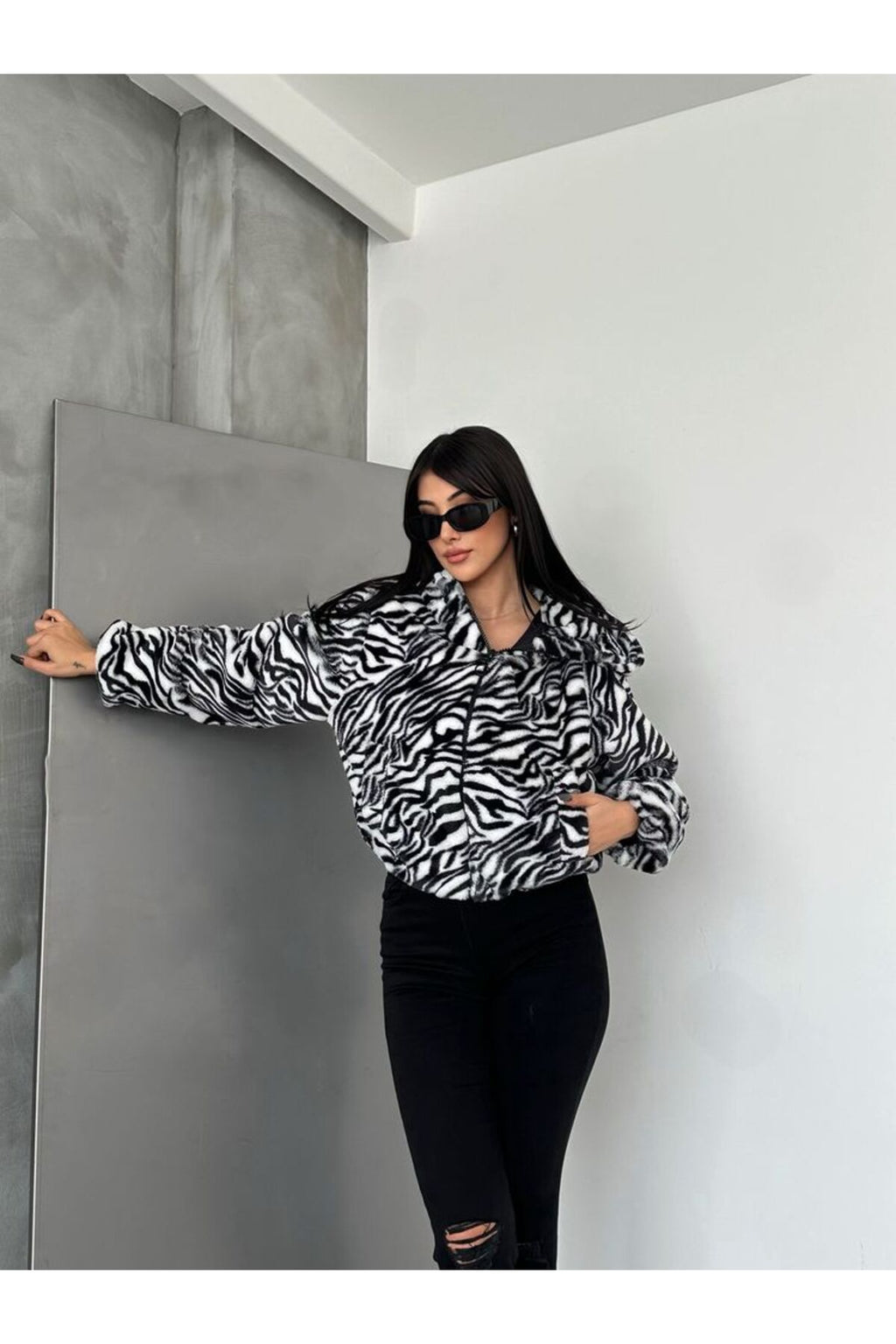 Leopar Bskılı Pejuş Mont | F1654