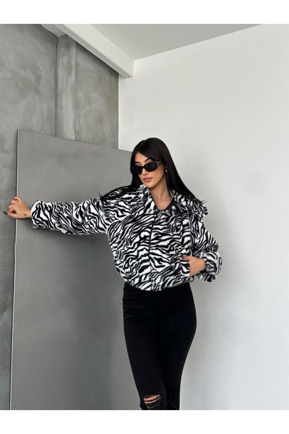Leopar Bskılı Pejuş Mont | F1654