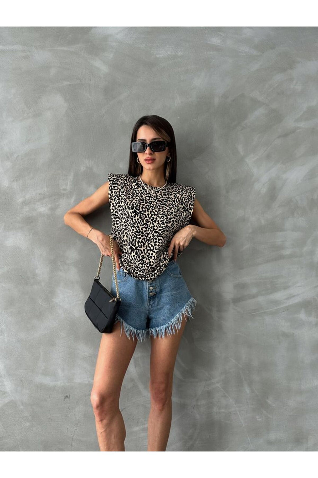 Leopar Baskılı Bluz | D2665 - KÜÇÜK LEOPAR