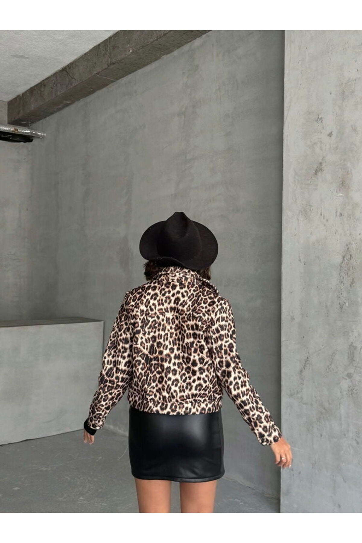 Kaşe Mont | F1826 - GRİ LEOPAR